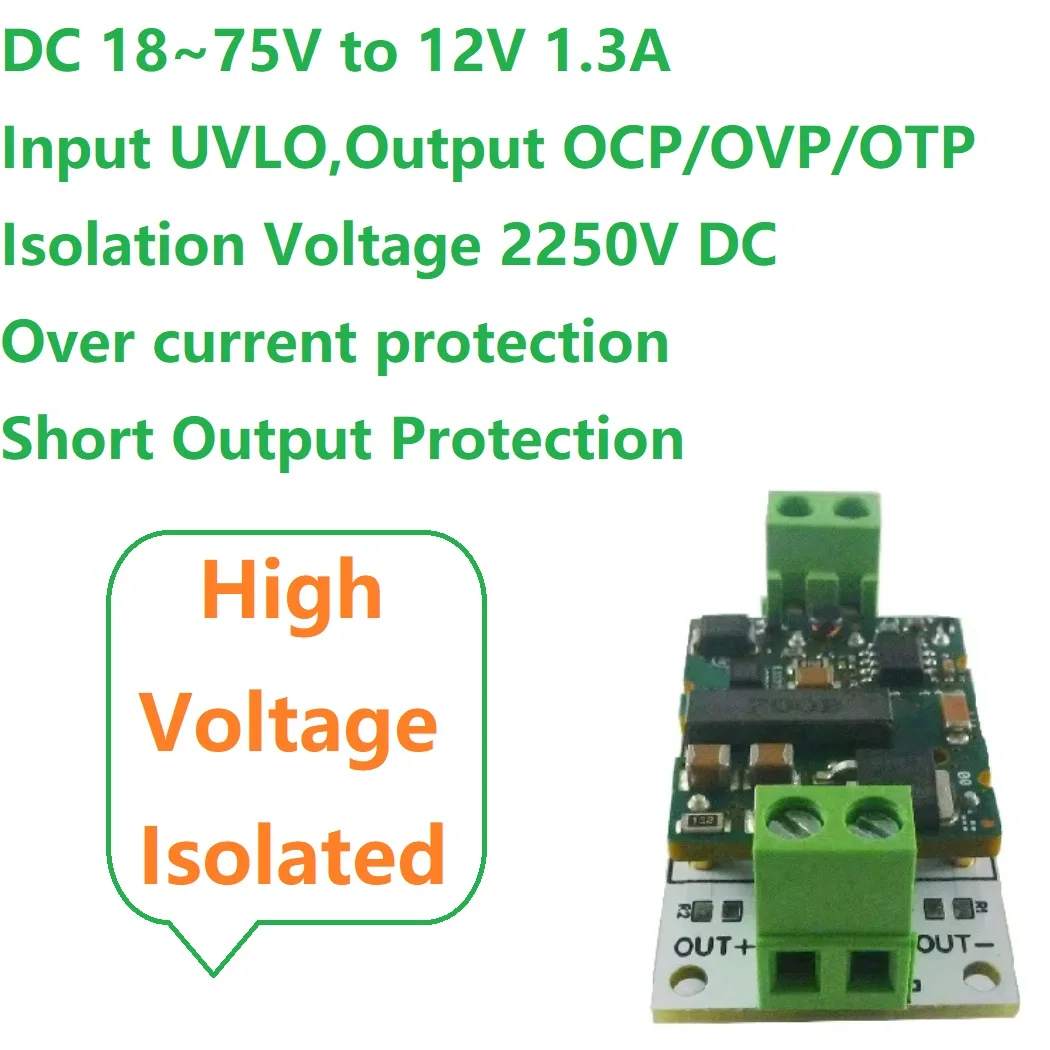 

DC 24V 36V 48V 60V 72V TO 12V DC-DC Buck Converter Voltage Stabilizing Module Power Isolation Protection