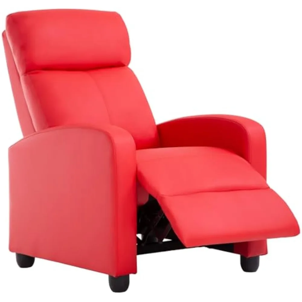 

Recliner Chair Push Back Reading Sofa Home Theater Seating with PU Leather Padded Seat Backrest for Living Room Lounge