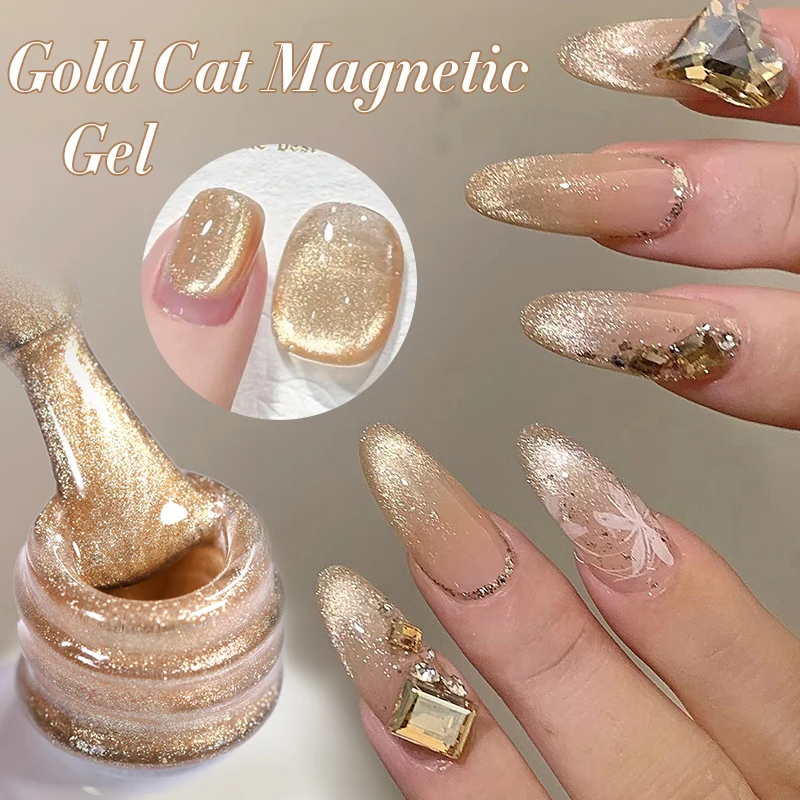 BORN PRETTY 10 ml Pink Gold Cat Magnetic Gel Polish Varnis Semi Permanent Soak Off UV Gel Nail Art Lack für DIY Weihnachten Nagel