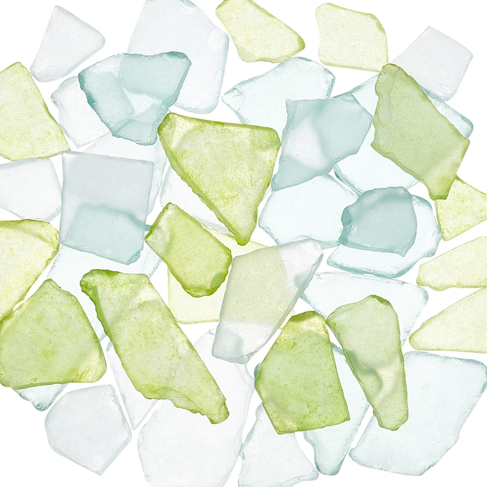

1box 45pcs 3 colors Ocean Series Glass Cabochons Nuggets Mixed color 16~80x5~35x3.5~mm 15pcs/color