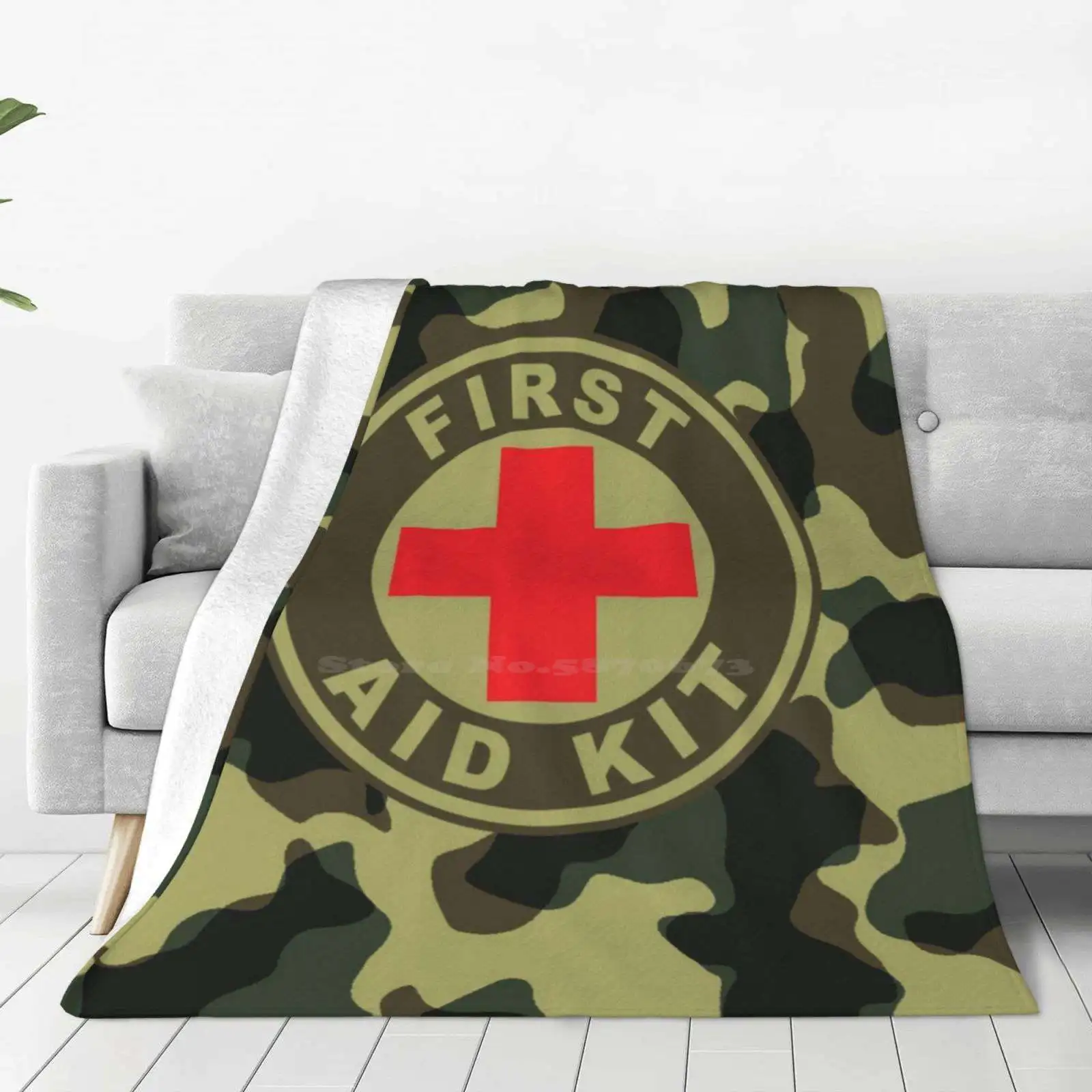 Camouflage First Aid Kit Fashion Soft Warm Throw Blanket Signage Box Station First Aider Staff Responder Emergency Emergencies