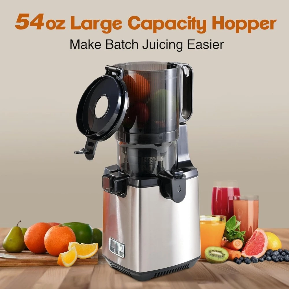 Cold Press Juicer Machines, Slow Masticating Juicers with 5.3" Large Feed Chute Easy Clean Self Feeding Juice Extractor