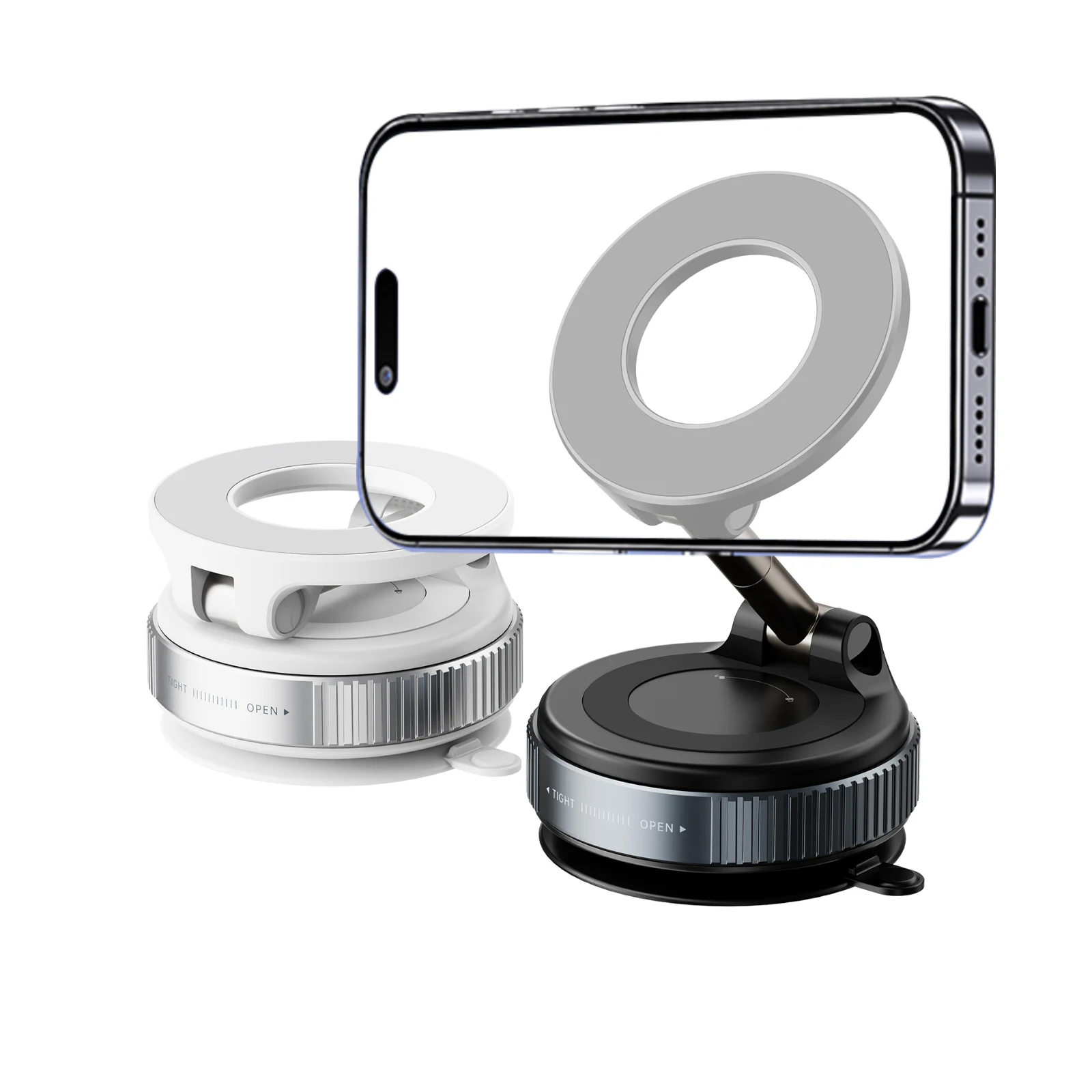 

Vacuum Magnetic Suction Phone Holder, Foldable and Retractable Hands-Free Suction Cup Phone Mount for Car/Gym for All Smartphone