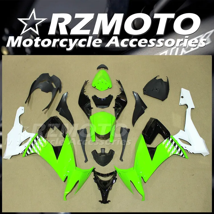 

Комплект обтекателей из АБС-пластика, 4 подарка, подходит для KAWASAKI ZX-10R ZX10R 2008 2009 2010 08 09 10, кузов под заказ, зеленый, белый