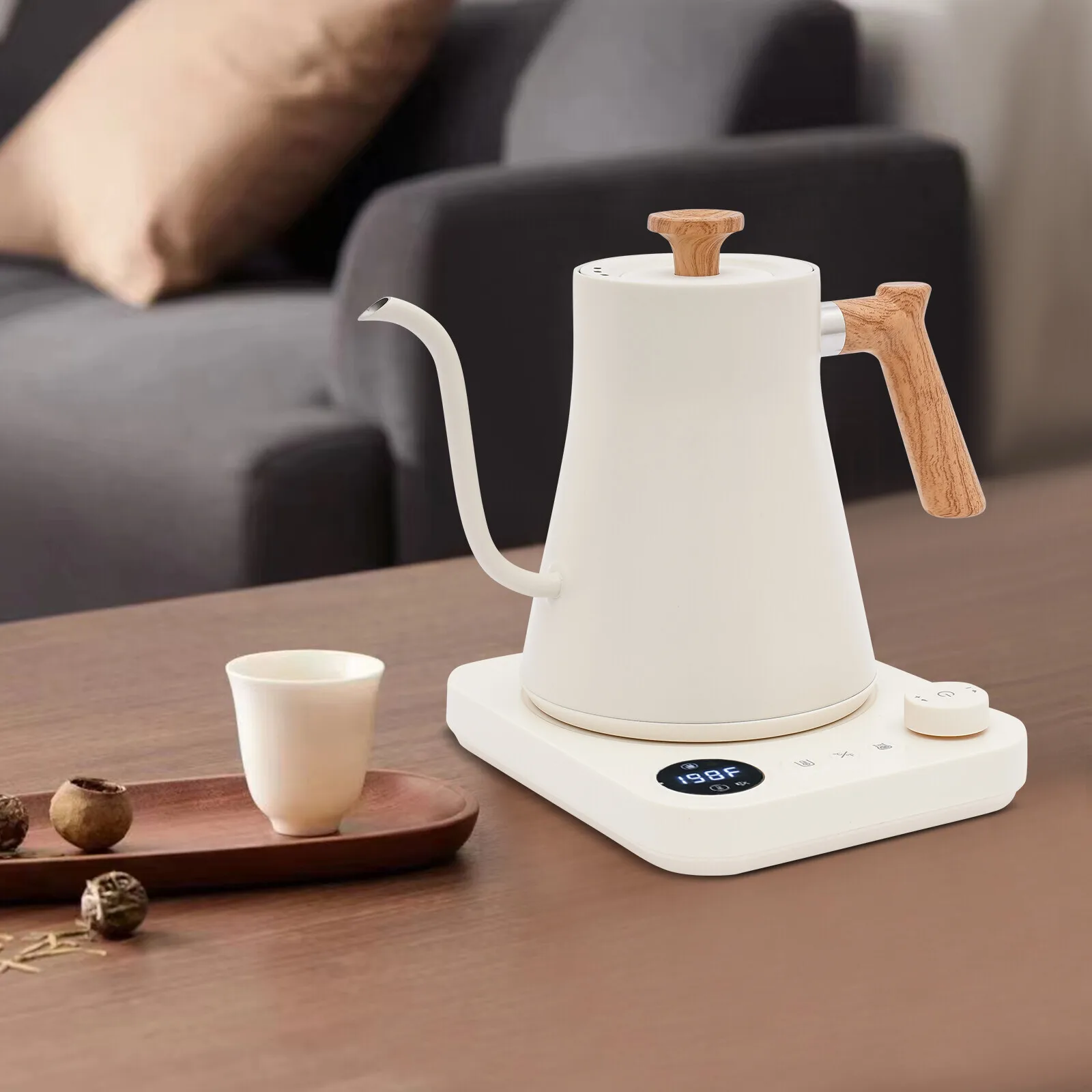 

Modern White Kettle for Minimalist Kitchens, Sleek Design Complements Contemporary Home Decor