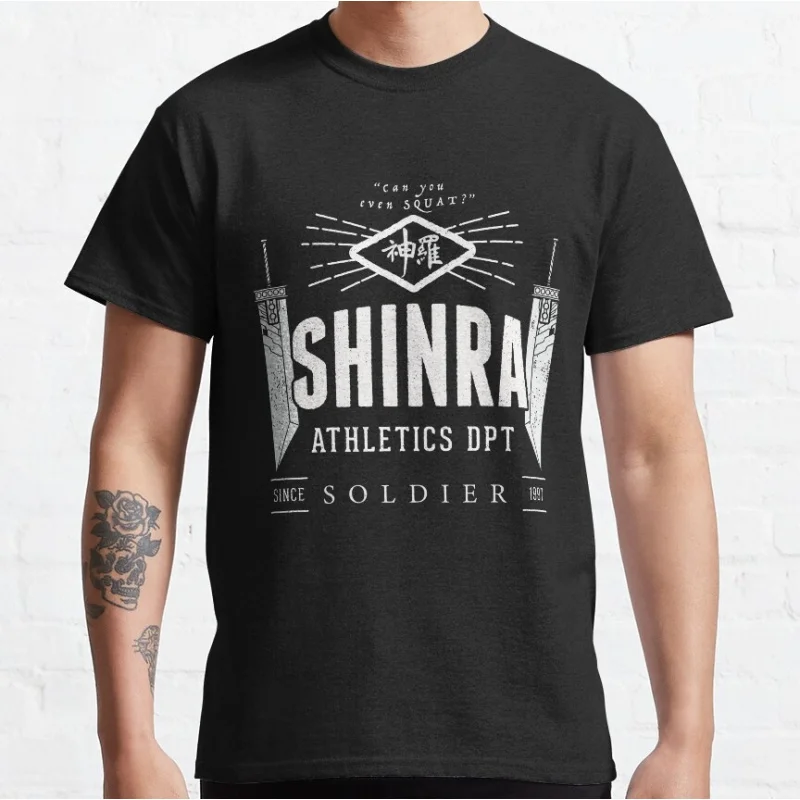 

SHINRA Athletics Final Fantasy Gift t shirt for RPG gamer 100% cotton printed Men's Short Sleeve Graphic Clothes All size tops