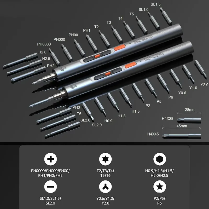 CS0702A Mini juego de destornilladores eléctricos de 3,6 V, destornillador multifuncional con perforación eléctrica, motor de alto par de 0,15-0,6 N.m