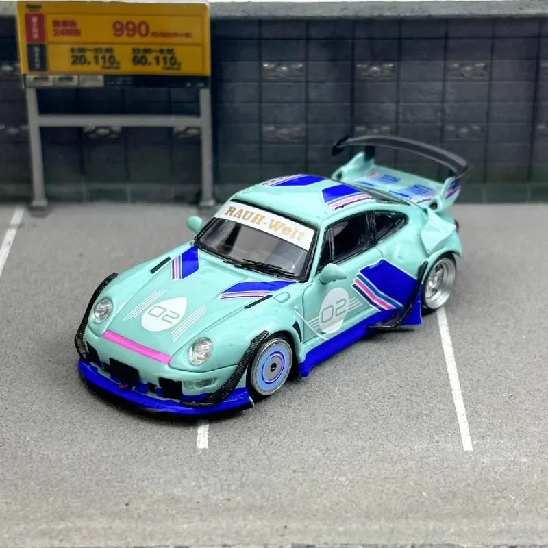 SW 1:64 Porsche RWB 993 No. 02 low tail alloy simulation static model, children's collection, holiday gift for children.