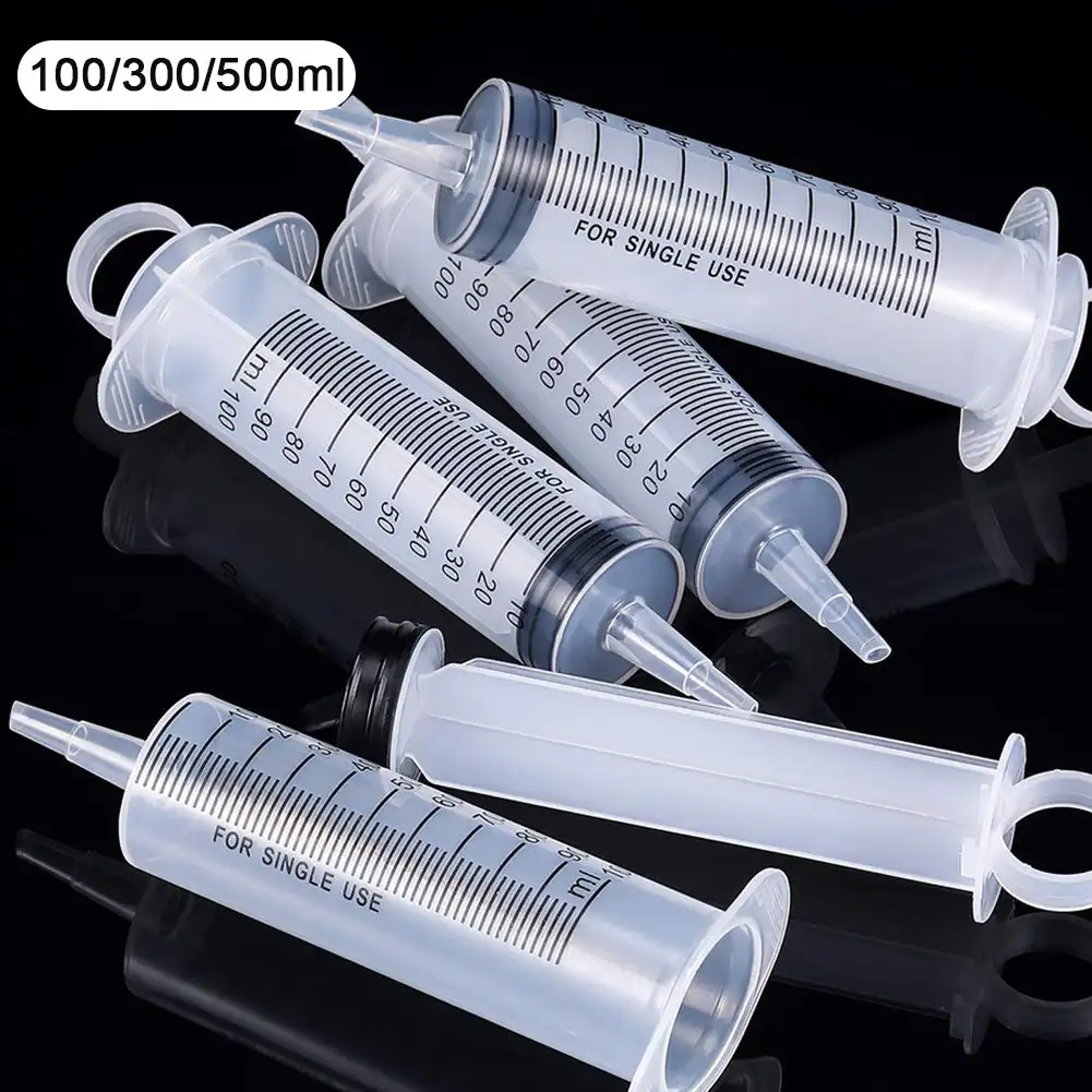 

100/300/550ml Large Capacity Syringes Oil Pump With 50cm Hose Pet Feeding Measuring Pump Hydroponics Nutrient Big Syringe