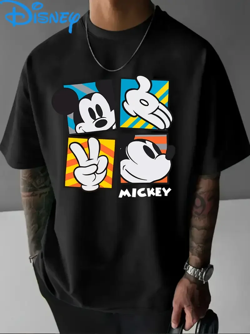 

2025 Unisex Couple Disney Mickey Mouse Series T Shirt Men Summer Cotton Women Tee Tops Acation Travel Birthday Gift Oversized