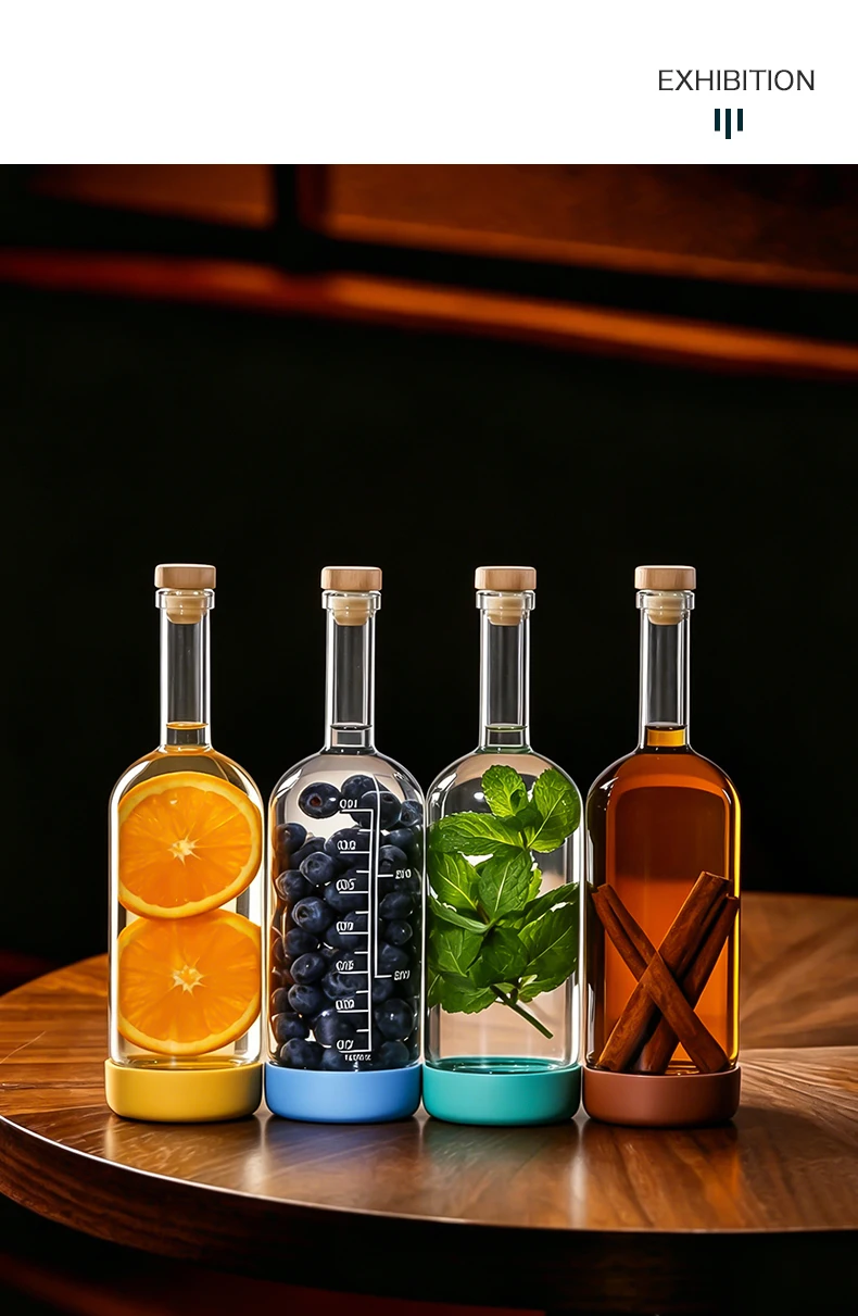 2PCS 800ml Inmeet Creative Bubble Wine Bottle Bar Juice Cocktail Oil Bottle with Scale Bartender Supplies
