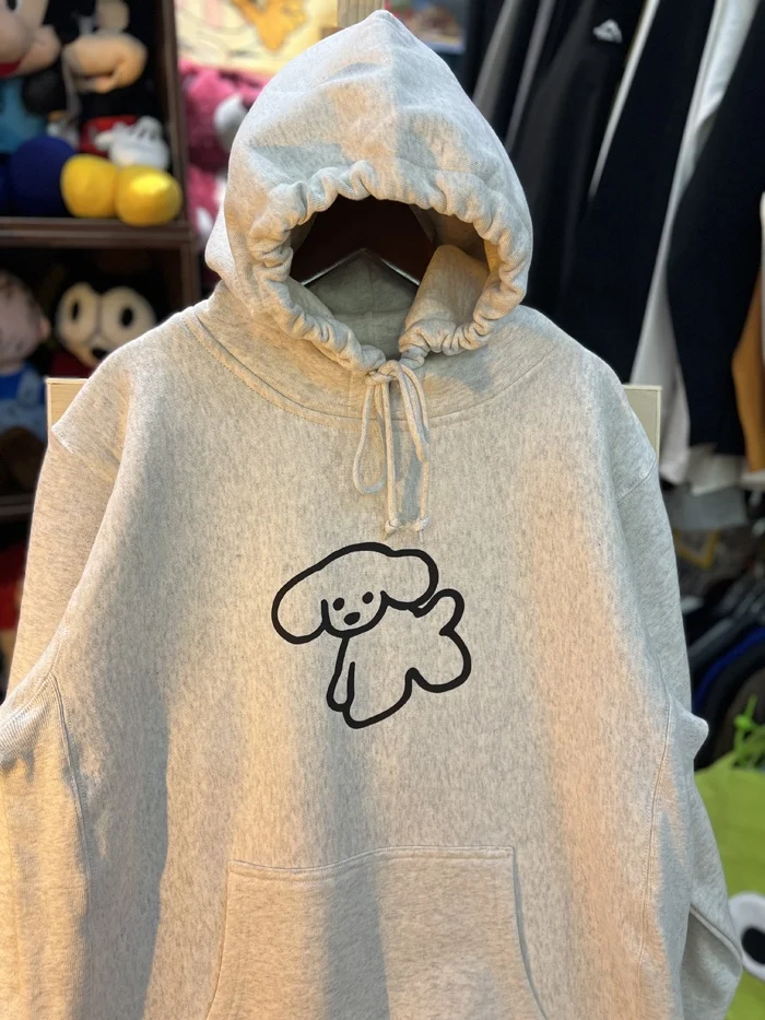 

Ретро-винтажная толстовка с капюшоном на флисовой подкладке, утепленная, парная, с милым дизайном собаки, прямого кроя, с длинными рукавами, хлопковая