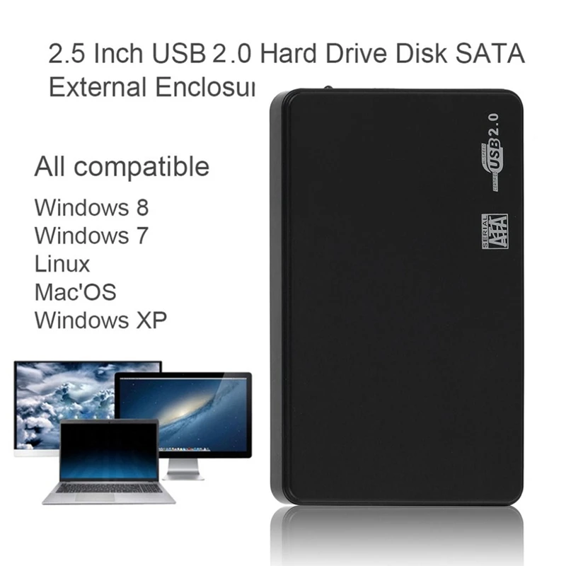 2.5 Inch USB HDD Case Sata To USB 2.0 Hard Drive Disk SATA External Enclosure HDD Hard Drive Box With USB Cable