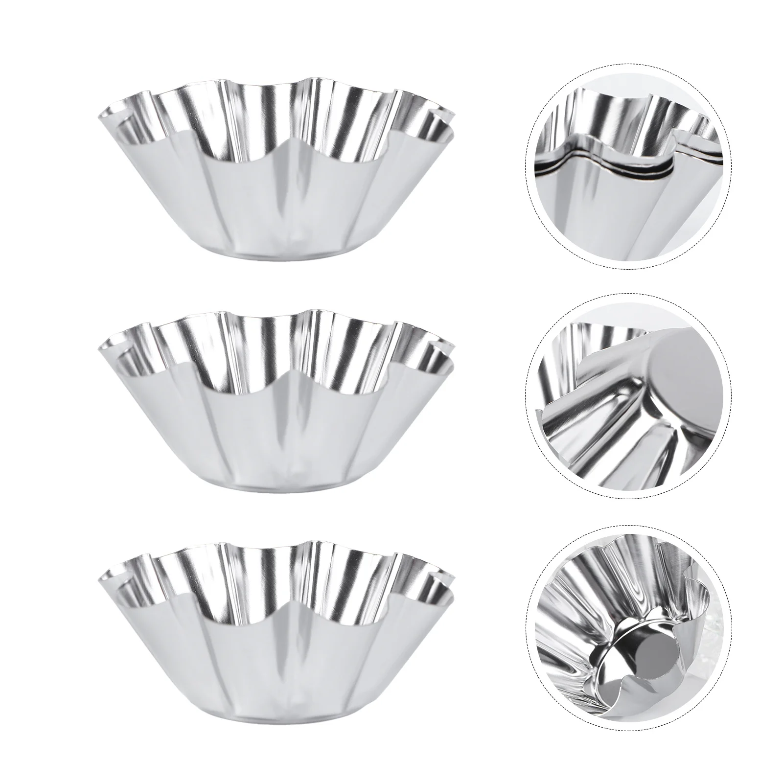 

6pcs Stainless Steel Flower Tart Pans Non-Stick Reusable Baking Molds For Egg Tart Cupcake Dessert Making Kitchen Bakeware