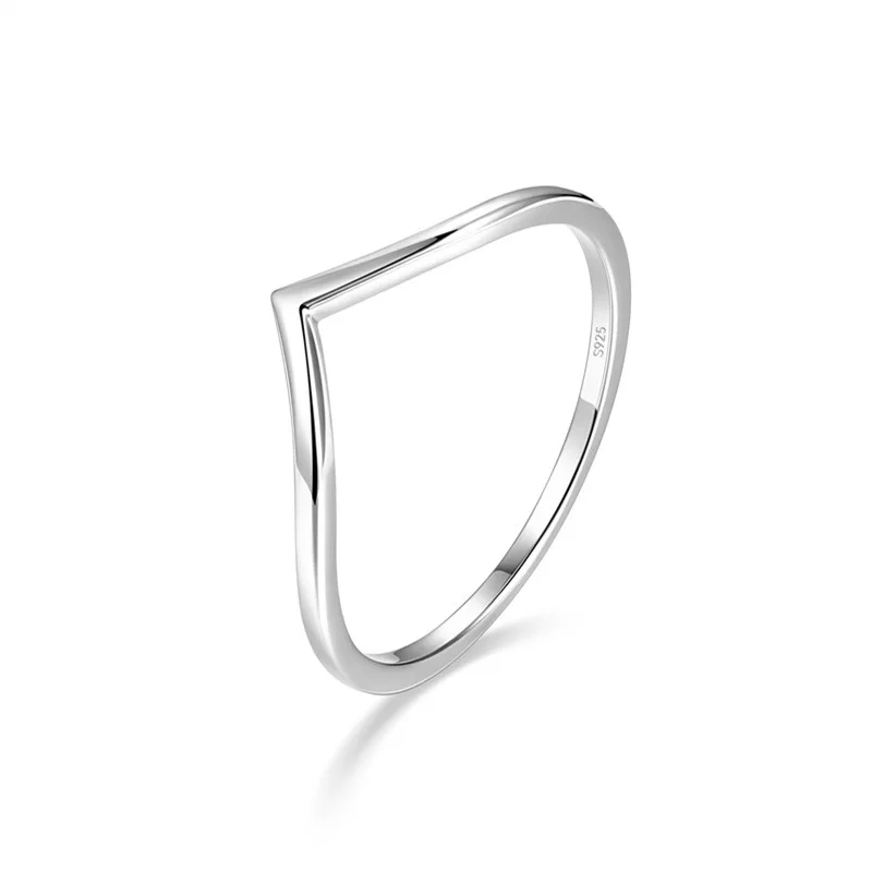

925 Silver V-shaped Wish Ring, Simple and Unique Fashionable Bangle Ring, Tail Ring, Female Ring