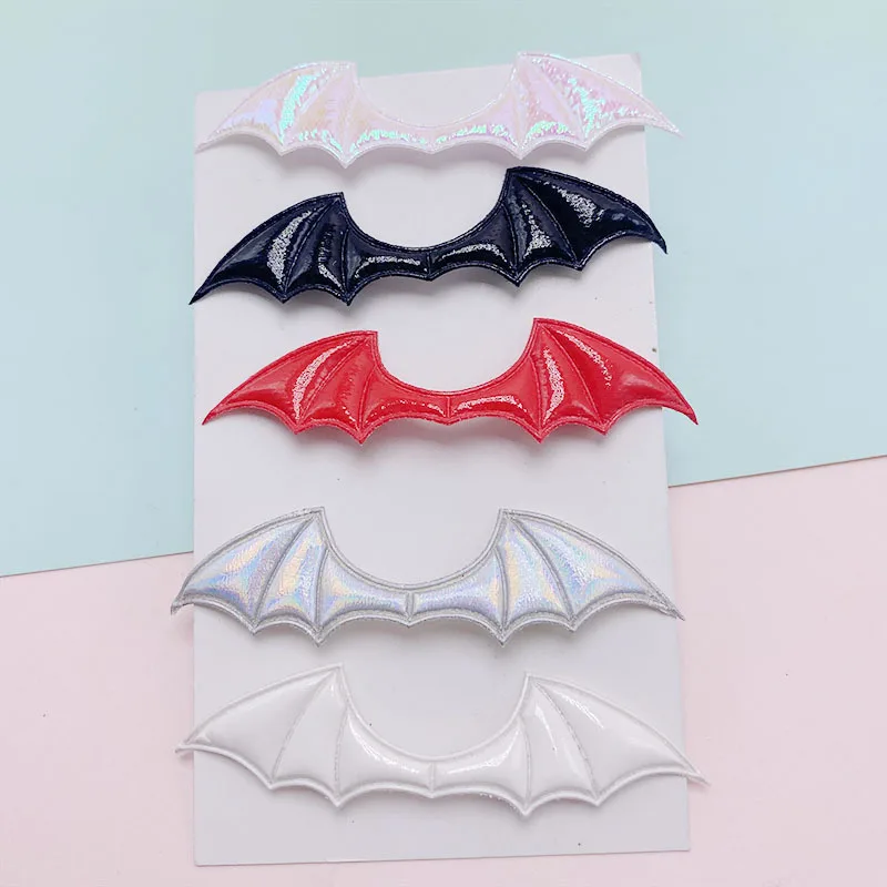 Leather Fabric Halloween Demon Bat Wings Padded Appliques For DIY Halloween Costume Vampire Hair Clip Decoration Accessories