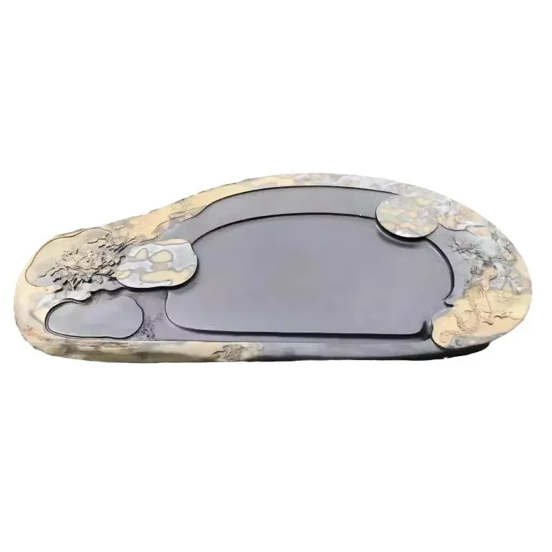 Fine stone materials, tea trays, golden halo seed materials, inkstones, tea seas, landscapes, tea tables, dragon tail inkstones