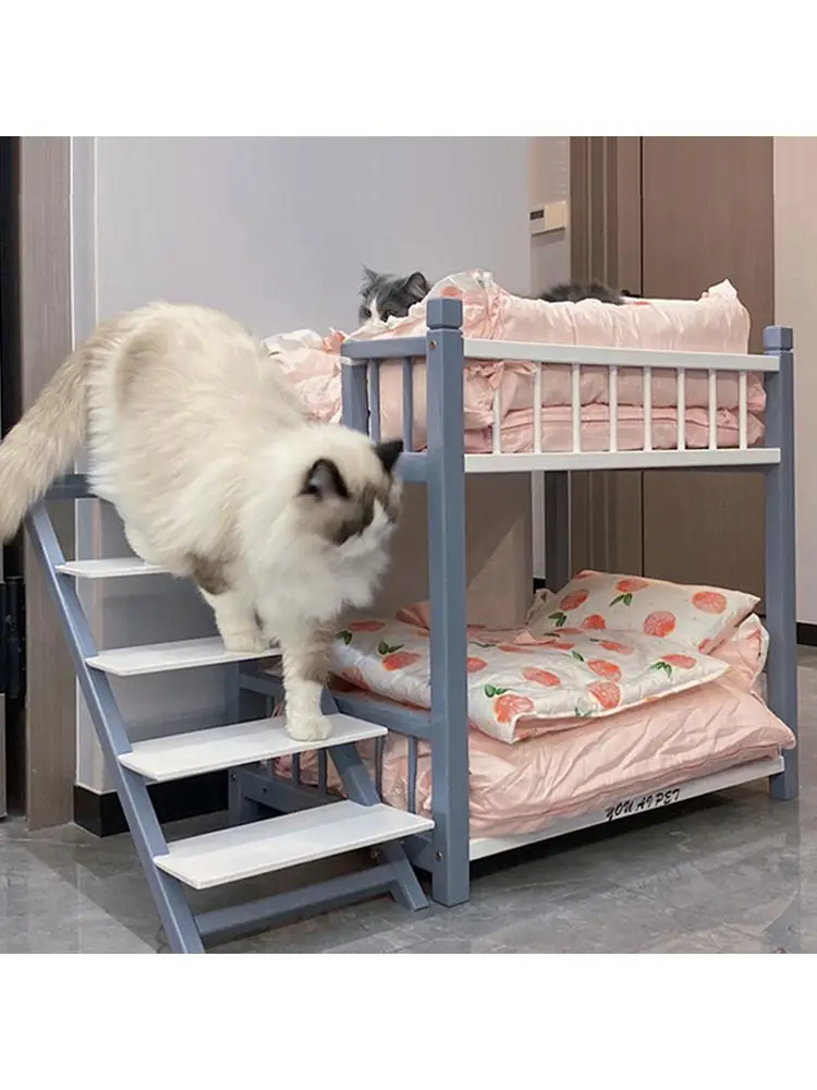 Wooden Bed and Dog Mattress, Durable Double Pet Bed, Small Cat Bed, Fashion