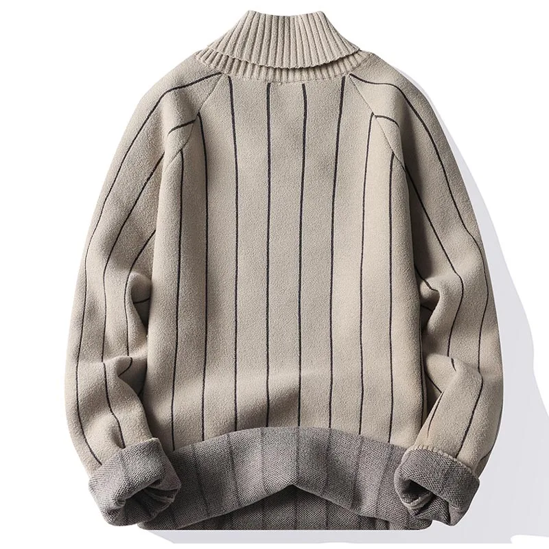 2024 New Brand Design Wool Sweater Men Autumn Winter Warm Striped Knit Pullover V-Neck Casual Jumper Mens Clothing  Sweaters