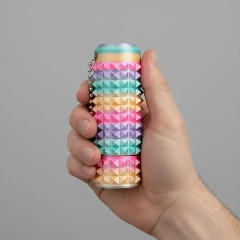 3D Printed Fidget Gadget, Random Color Blind Box Mild Pain Stimulator, Spiky Grip Relief Keychain, Emotional Support Pocket Mini