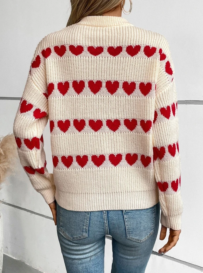 Love Pullover Women's Sweater Fashionable and Versatile Knit Sweater Sweet and Casual Simple and Personalized Sweater