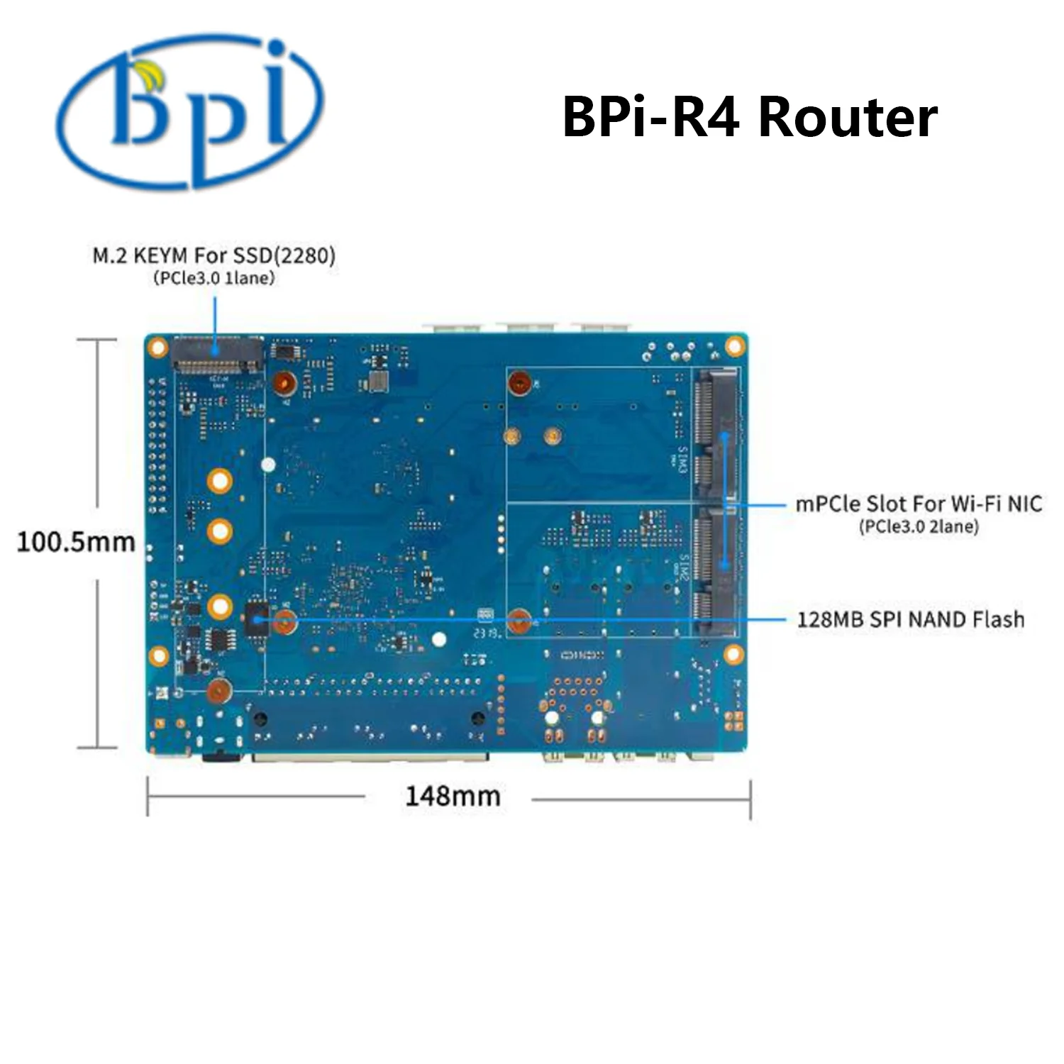 Banana Pi BPI-R4 V1.1 WIFI7 Router Development Board MediaTek MT7988A (Filogic 880) Quad-core Arm Corex-A73 4GB DDR4 8GB eMMC