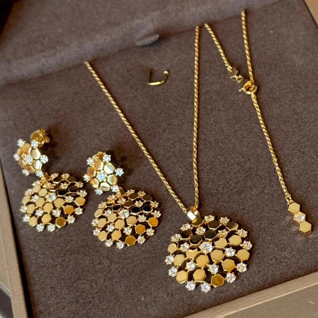 

Супер красивая снежинка сотовый бриллиант женское ожерелье серьги серебро высокое качество 5А циркон Роскошный сверкающий подарок на вечеринку