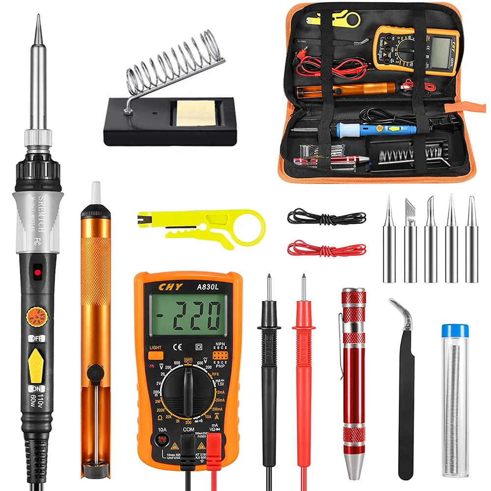 

Solder iron Adjustable Temperature Soldering Iron kit 60W Welding Tools Repair Heater Soldering Gun With Multimeter