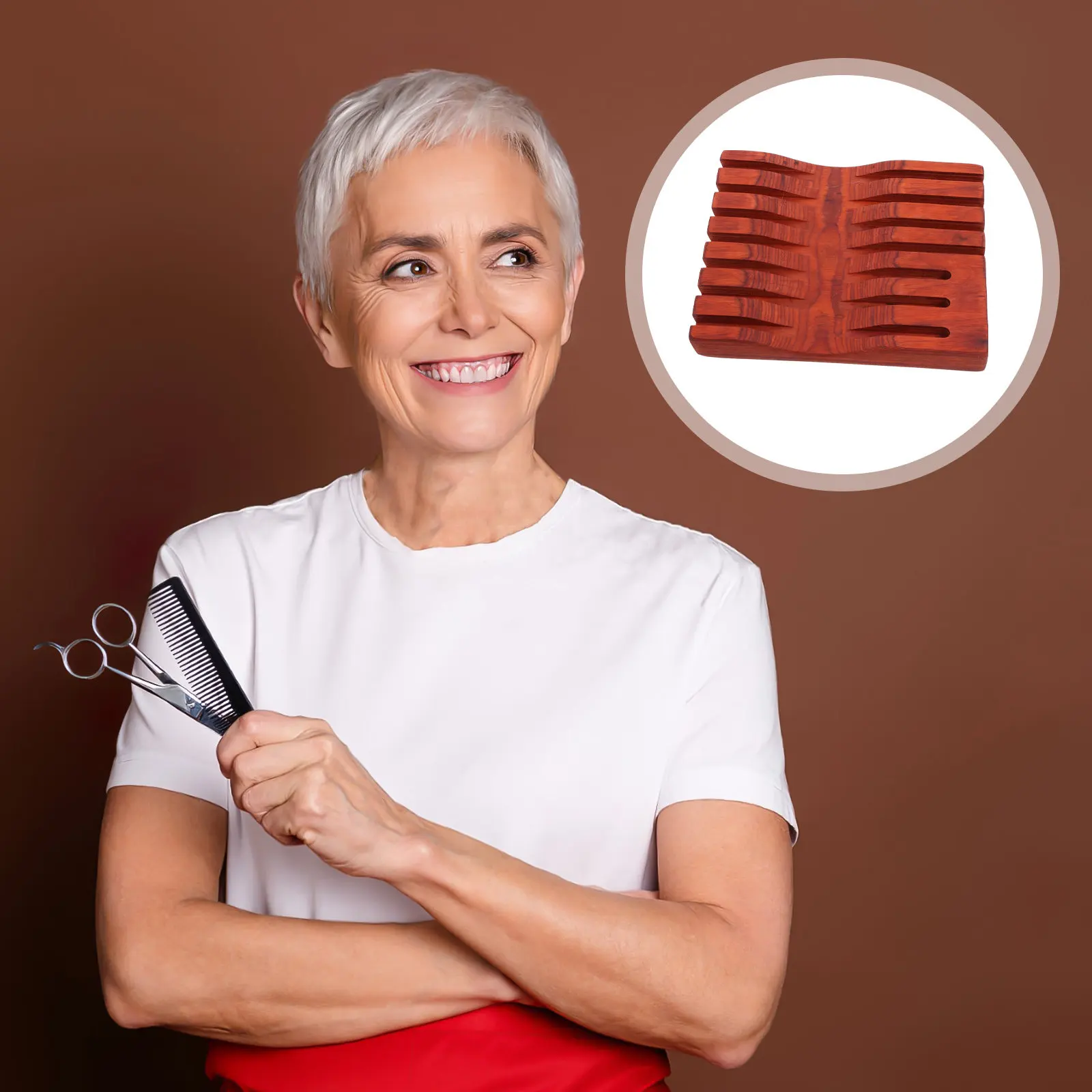 1-個木製ヘアはさみ収納ディスプレイラックサロン理髪店家庭用大容量天然無垢材はさみオーガナイザー