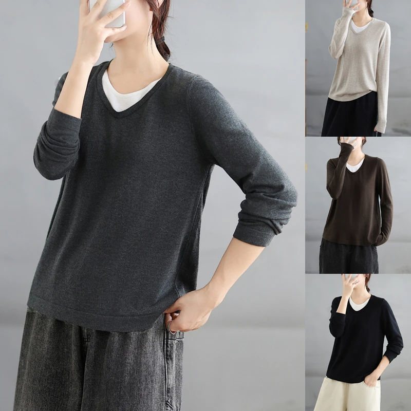 Sli محبوك فضفاض طويل Sve سترة رقيقة الشتاء تخفيف عارضة الوقوف صالح السيدات Faionable أعلى V Ne Ci الزي