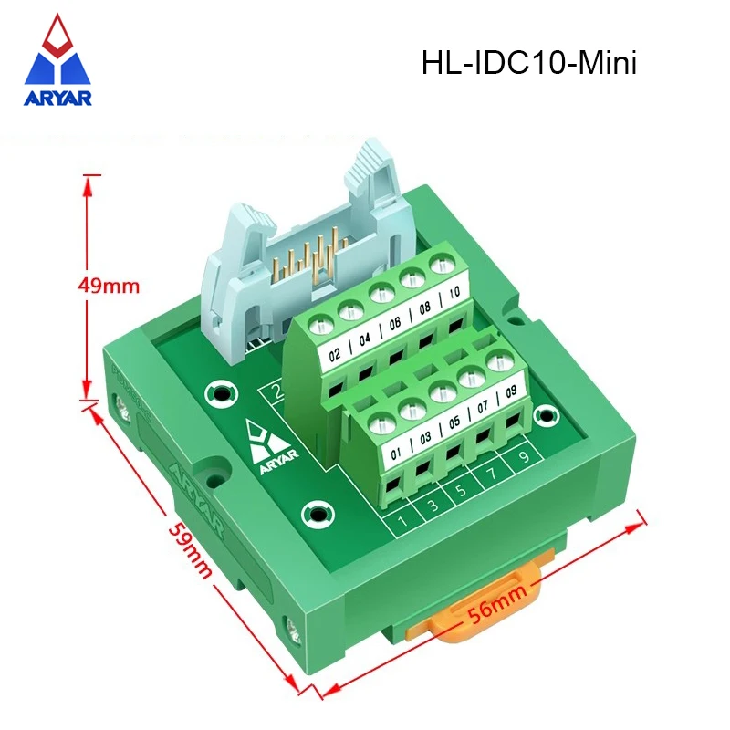 DIN Rail Mount IDC10 2x5Pins 0.1