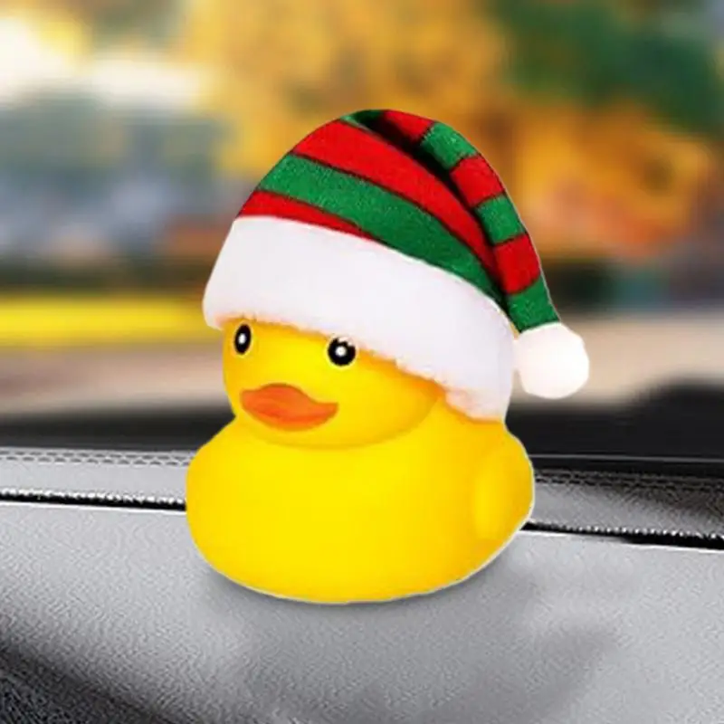 Anatre di gomma di Natale Simpatico anatra giocattolo con cappello da Babbo Natale 5,5 cm Bagno portatile Feste Giocattolo Divertente Vasca da bagno Galleggiante Squeaky Duckies Per