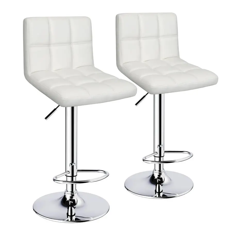

Stools Set of 2,Armless Adjustable Swivel Barstools with Back,6Squares Double Needle PU Leather Counter Height Bar Stools for Ki