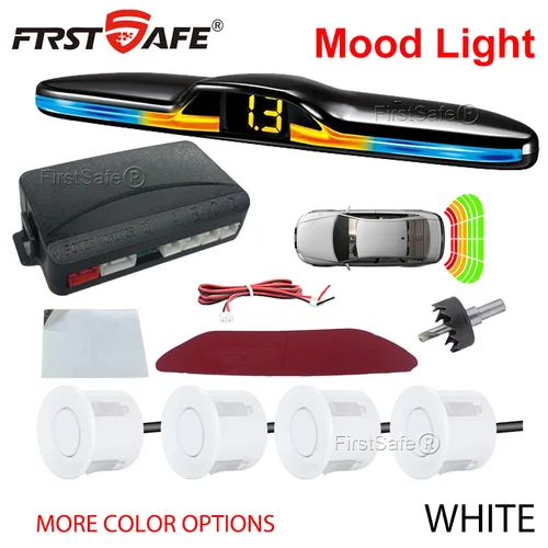 Imagen 2 del producto FirstSafe Factory Nuevo sistema de sensor de estacionamiento LED de luz ambiental Sistema de radares de marcha atrás Retroiluminación Parktronic
