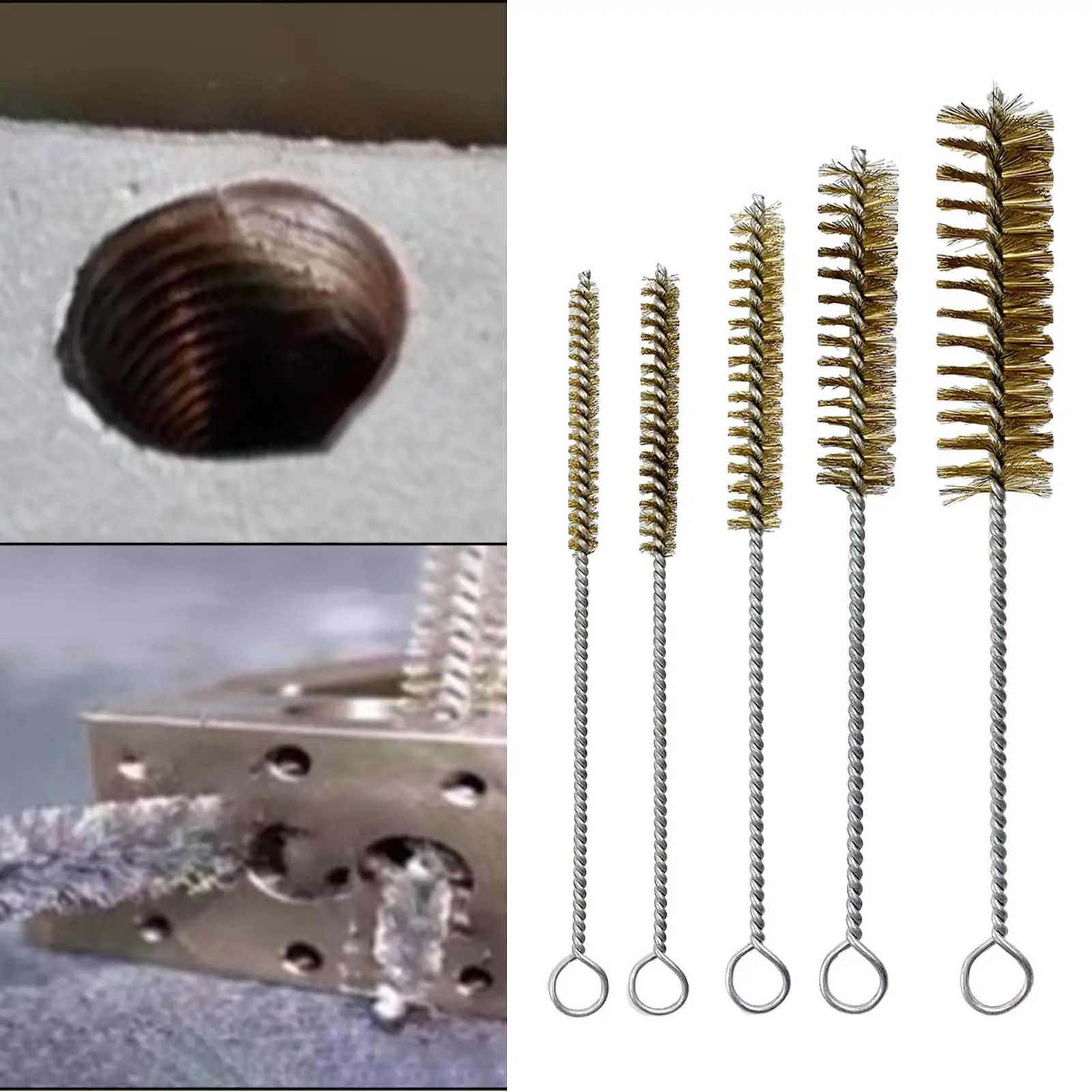 Pipe Cleaning Brush with Brass Bristles, Metal Wire Brush, Multifunctional Drain