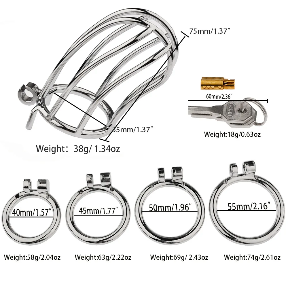 New Metal Chastity Cage Male Cock Cage Penis Ring Masturbation SM Gay Chastity Devices Adult Sex Toys For Men BDSM Belt