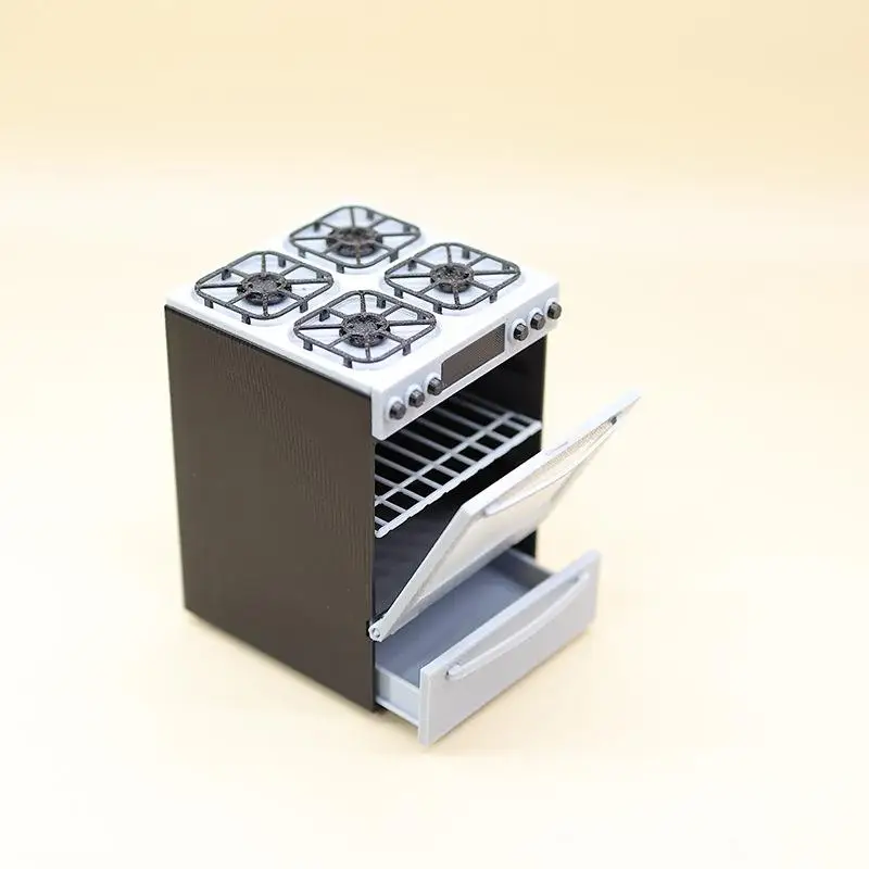 Miniature Gas Stove With Oven Model 1/12 Dollhouse Kitchen Scene Decoration Dollhouse Sand Table Photo Props Pretend Play Toys