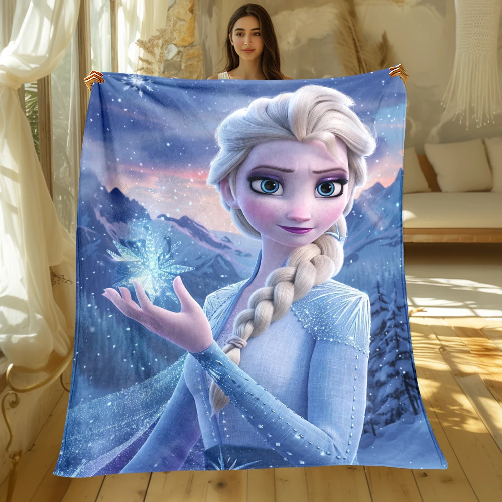 Frozen Elsa Princess HD Printed Flannel Fluffy Throw Camping Blankets for Children Sofa Throw Thin Blanket Modern Fashion Gift