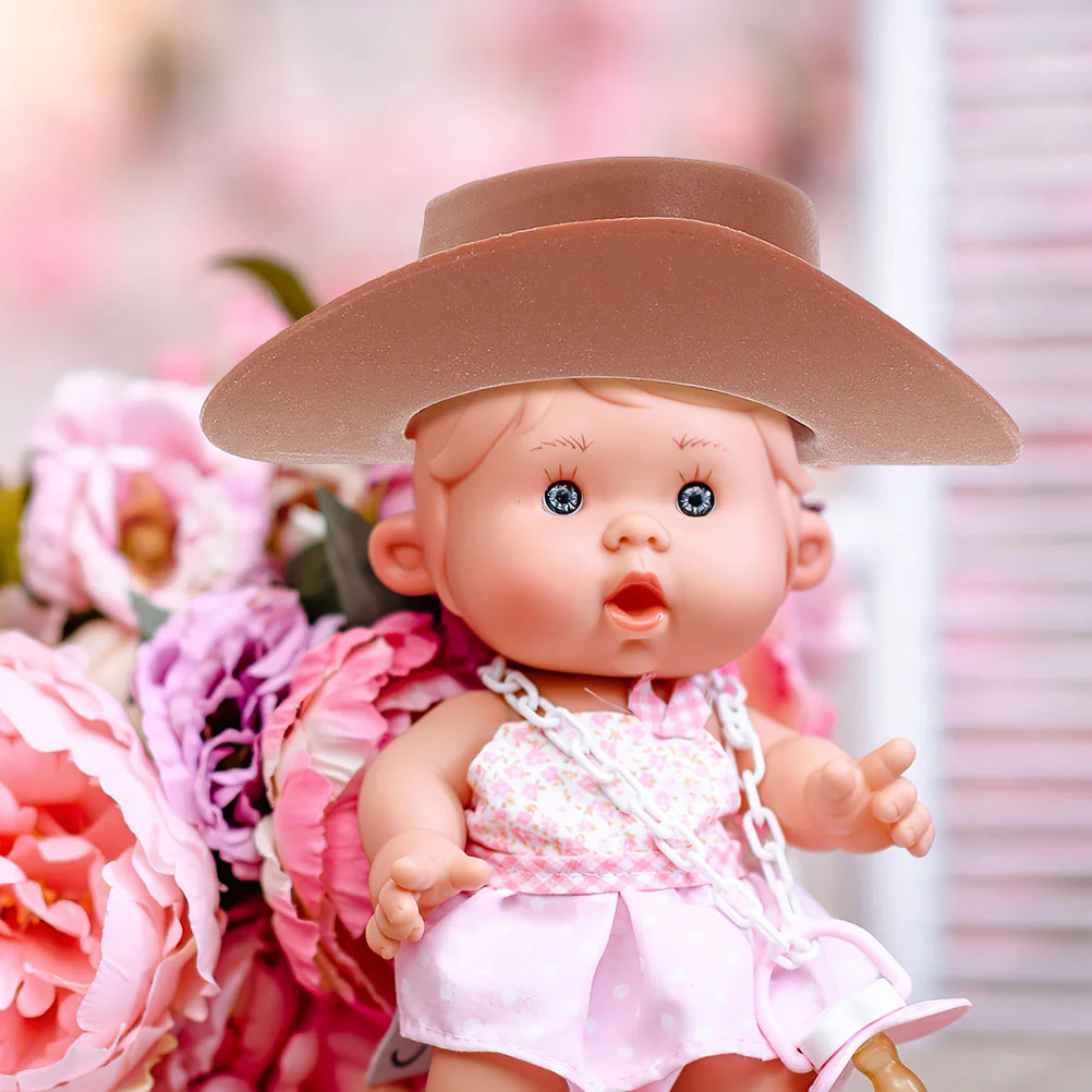 10 Pcs Toy Hat Mini Hats Cowgirl for Dolls Cowboy Miniature Brown Dollhouse Tiny