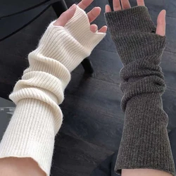 Guantes largos sin dedos para mujer y niña, manoplas suaves de punto, 8 colores, accesorios Punk Y2K, moda de invierno