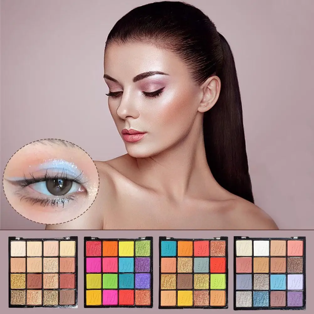 16 Colors Eyeshadow Palette Matte Glitter Pearlescent Eye Shadow Highlighter Lasting Waterproof Eye Makeup Cosmetics