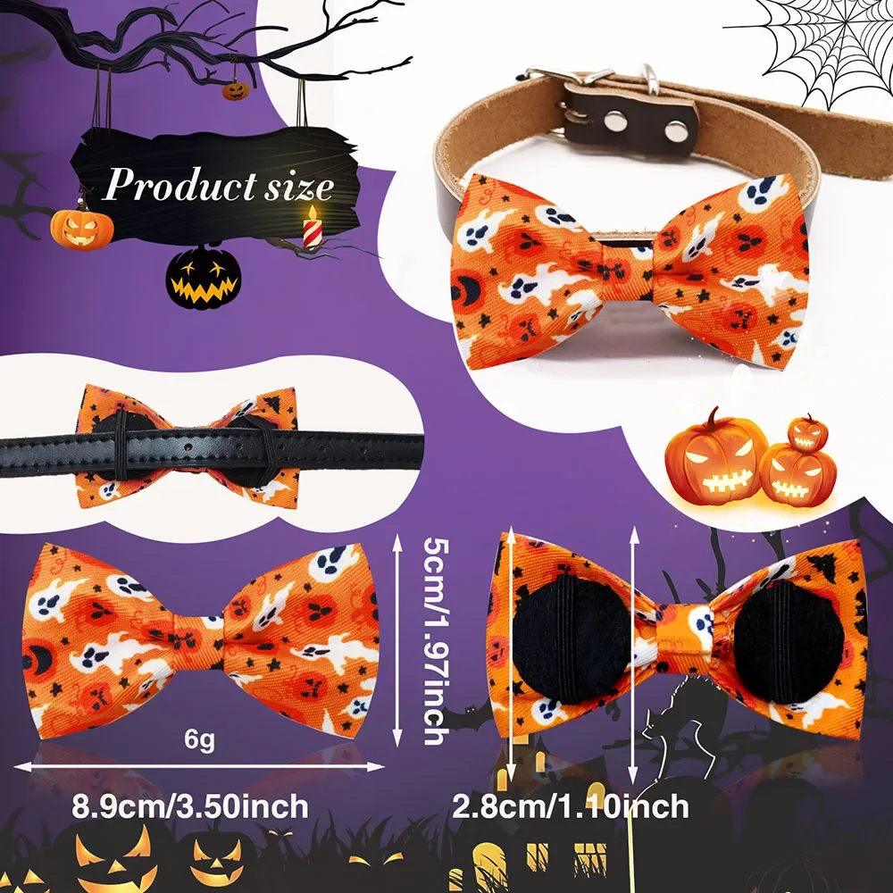 50pcs Halloween Dog Collar Accessories Removable Pet Dog Bowtie Collar Skull Pumpkin Dogs Bow Tie Pet Grooming Products