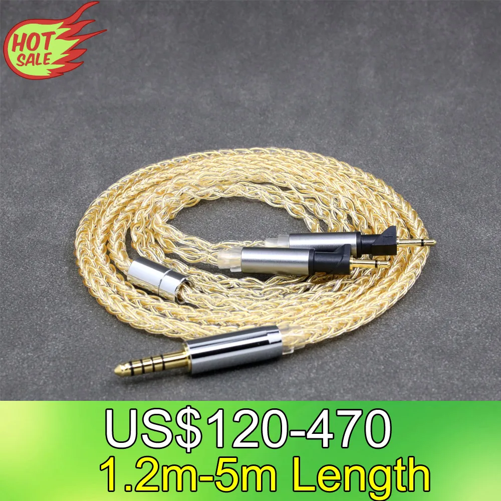 

8 Core 99% 7n Pure Silver 24k Gold Plated HIFI DIY Earphone Cable For Abyss Diana v2 phi TC X1226lite headphone pin 8430