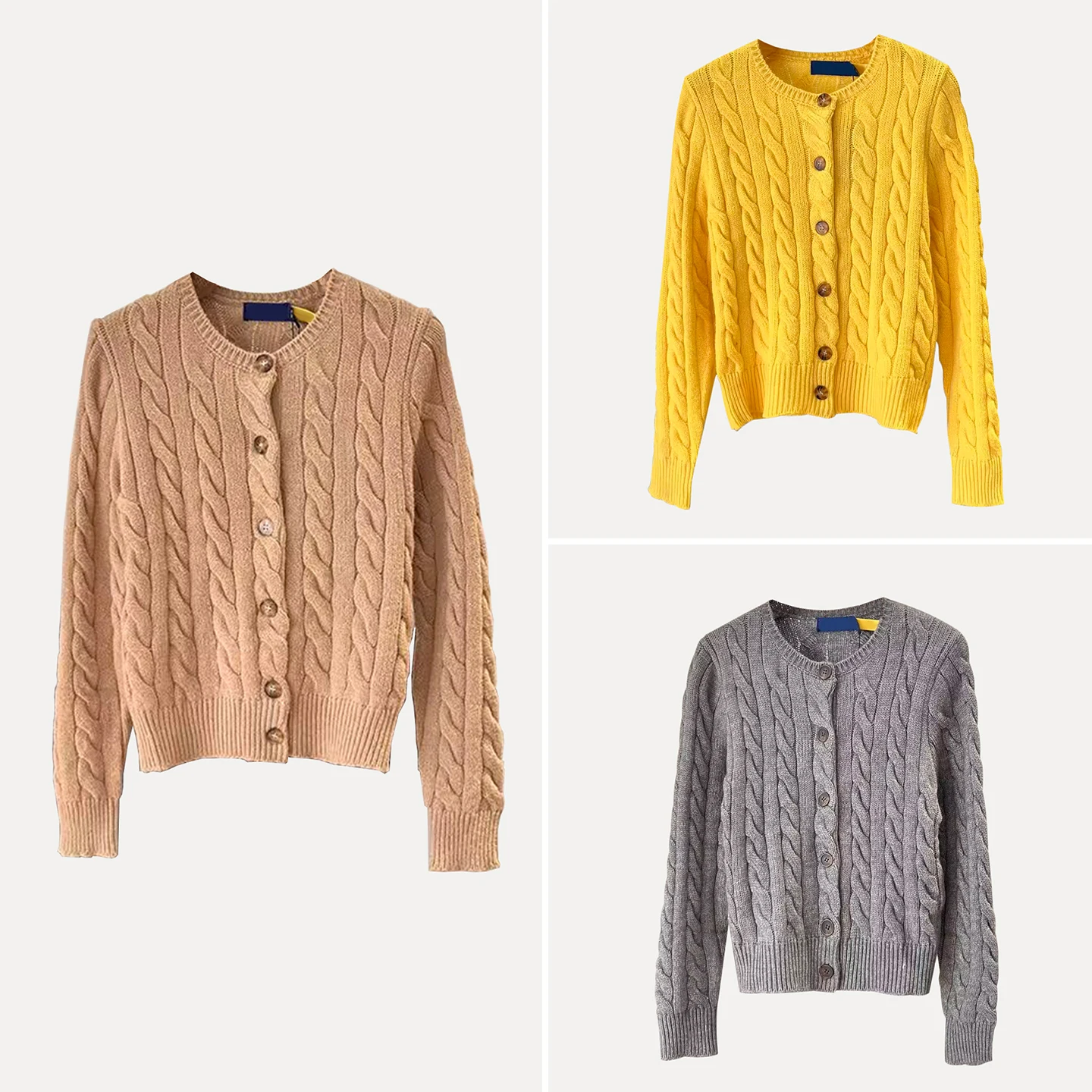 

Elegant Casual Knitted Wrap Sweater for Women Autumn 2025 ZADATA Brand Long Sleeve round Neck Open Cardigan Style Fashion