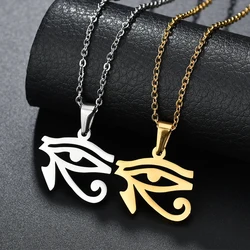 Stainless Steel the Eye Of Horus Pendant Necklace Ancient Egypt Series Ra Eye Choker for Women Man Father Birthday Gift