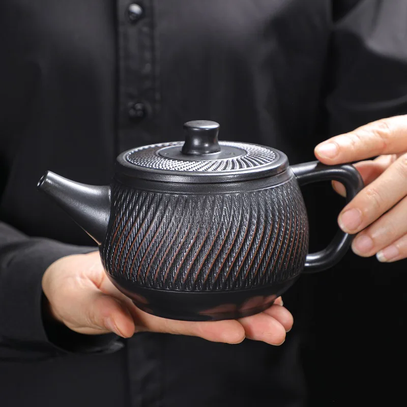 Purple Pottery Hanwa Teapot Single Pot Jumping Knife Pattern Large Capacity Tea Maker High End Ceramic Tea Pot for Household Use
