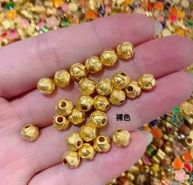 24k pure gold wishes beads 3d hard gold loose beads gold jewelry accessories for handstring