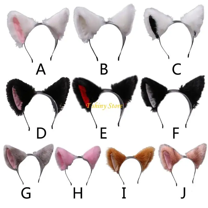 N58F Japanese Cats Ear Headbands Cosplays Hair Hoop for Halloween Carnivals Parties
