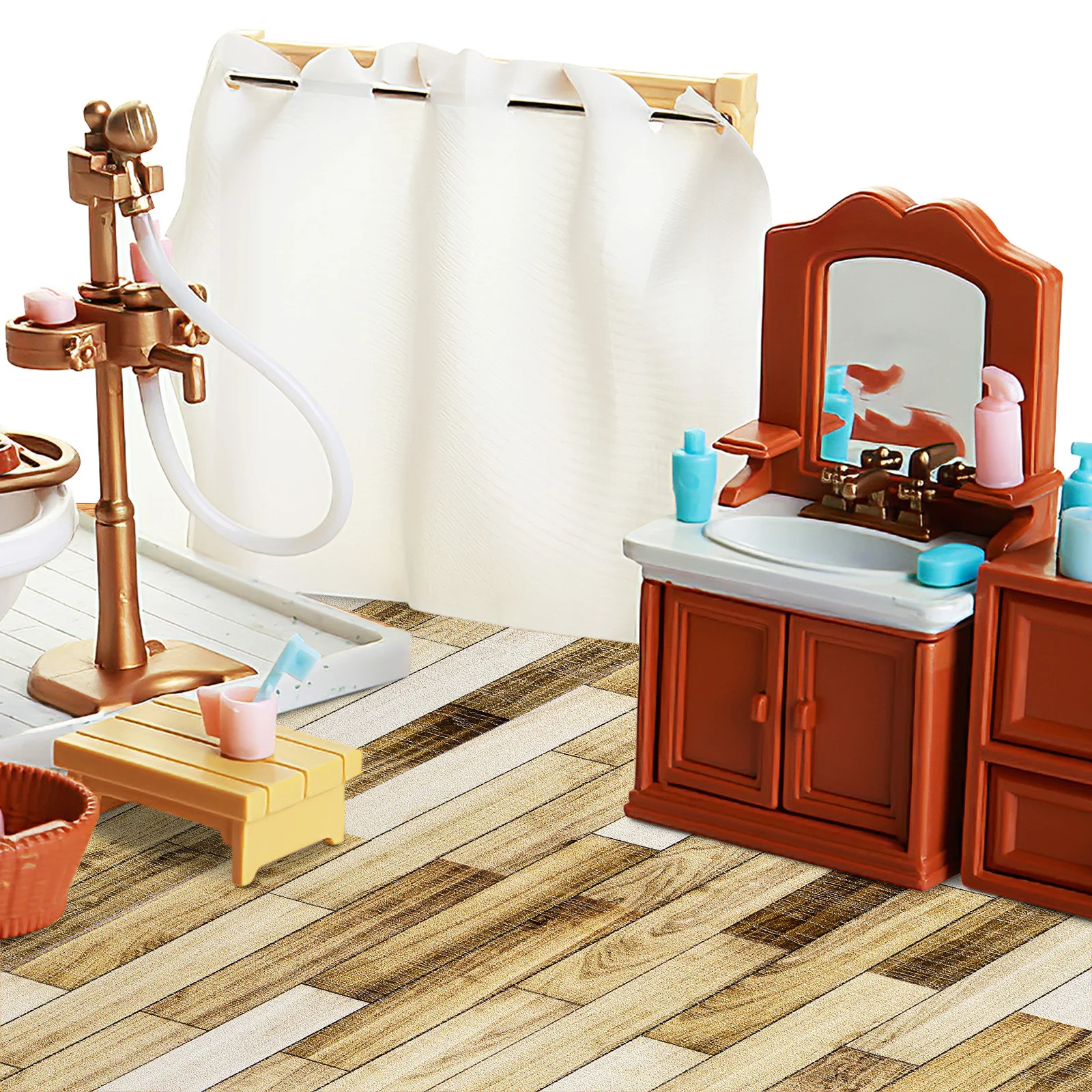 40Pcs Vinyl Peel and Stick Floor Tiles - 3.9x3.9 Inch Wood Texture Tile for Bathroom Kitchen Living Room Remodeling