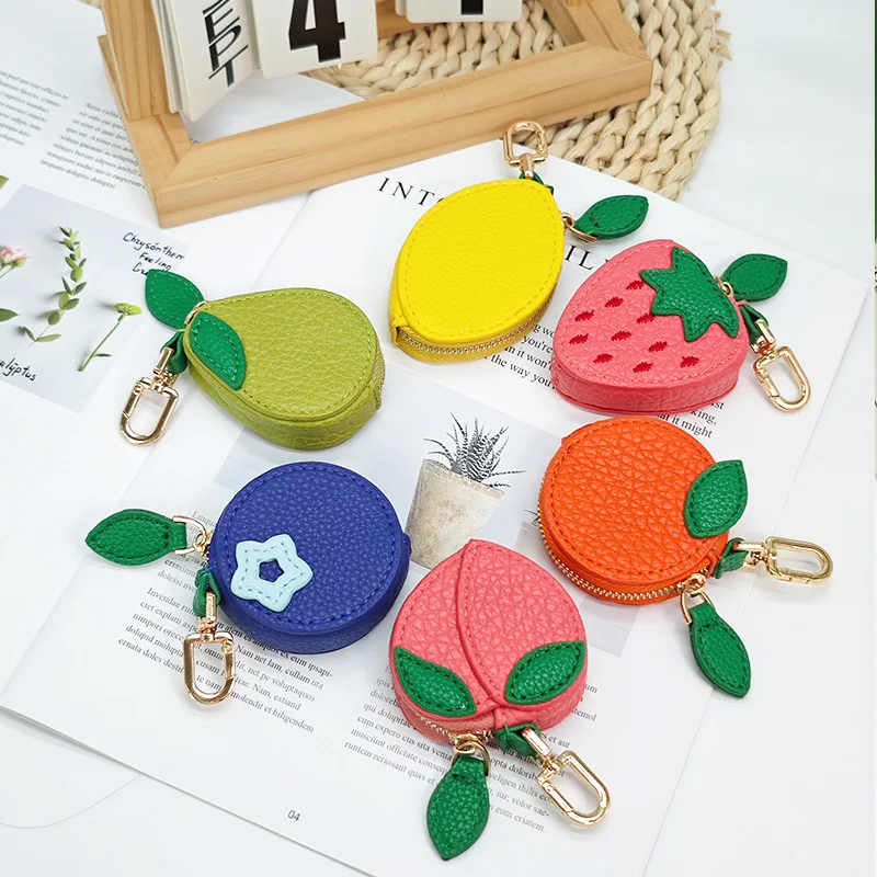 

Fruit-Themed Coin Purse,Coin Storage Small Wallet with Keychain,Zipper Closure,Cute Fruit Design,Fashionable Pendant Accessories